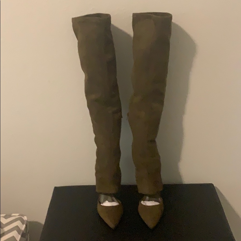 Anne Michelle Cutout Pointy Toe Stiletto OTK boots